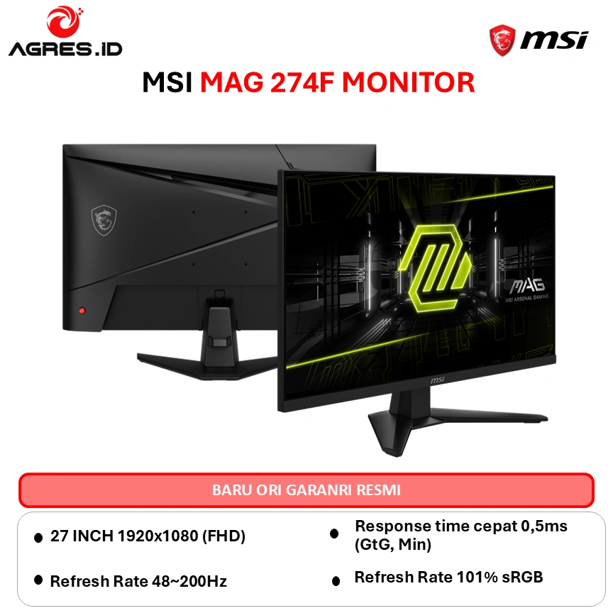 MSI  GAMING MONITOR 27 INCH MAG 274F / MAG274F RAPID IPS FHD 1080P 0.5MS 200HZ