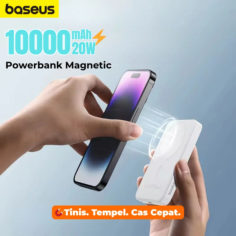 Baseus Powerbank Wireless 10000mAh Magnetic Fast Charging 20W Cas hp Cepat Tipis Mini Kecil Charger