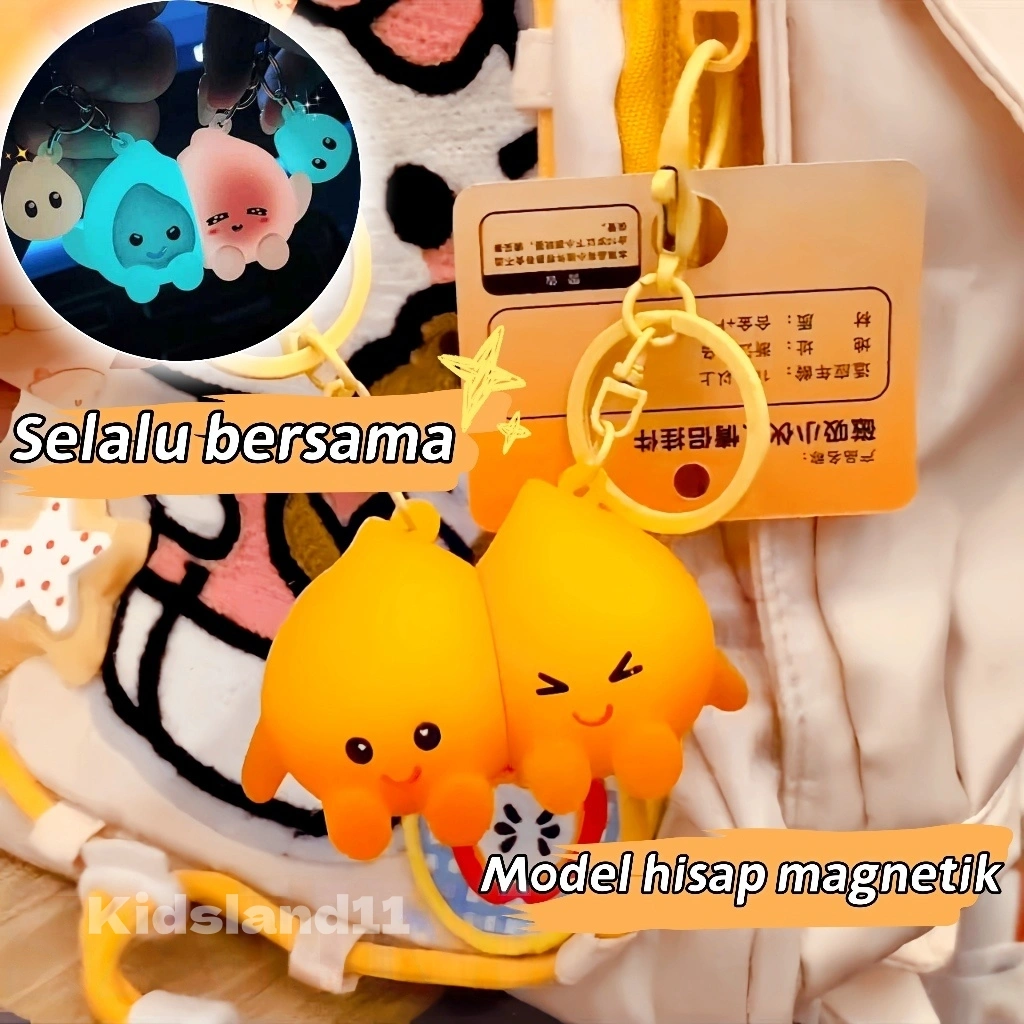 [ready-1 Dapat 2 Pcs] Luminous version Gantungan Kunci Couple Beli /Gantungan Kunci Magnetik Manusia Api Kecil COD Spirit-Fire