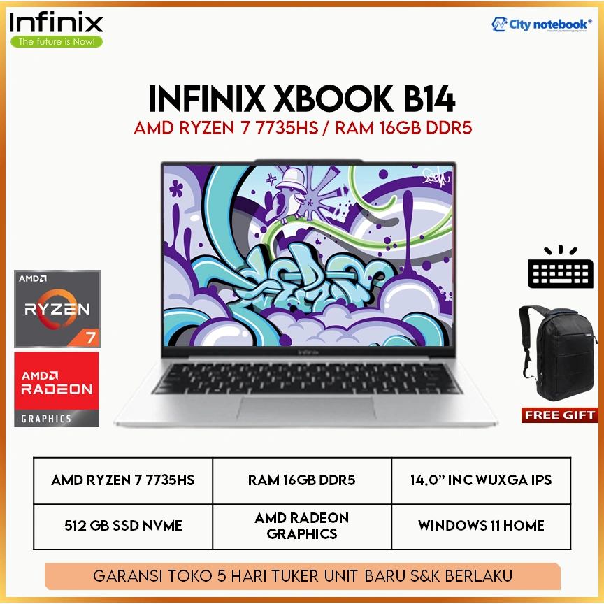 Infinix XBOOK B14 Ryzen 7-7735HS 16GB 512GB SSD 14.0" WUXGA Win11