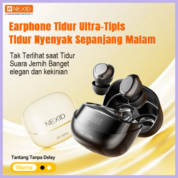 NEXID TWS Headset Earphone Bluetooth 5.4 Wireless Suara Hi-Fi Super Full Bass  ENC Mini Tampilan  LCD AI Active Noise Reduction Nirkabel Untuk Tidur Earbuds