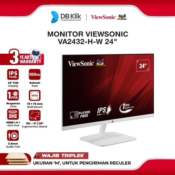 Monitor LED Viewsonic VA2432H-W 24" FHD IPS 100Hz 1ms HDMI VGA