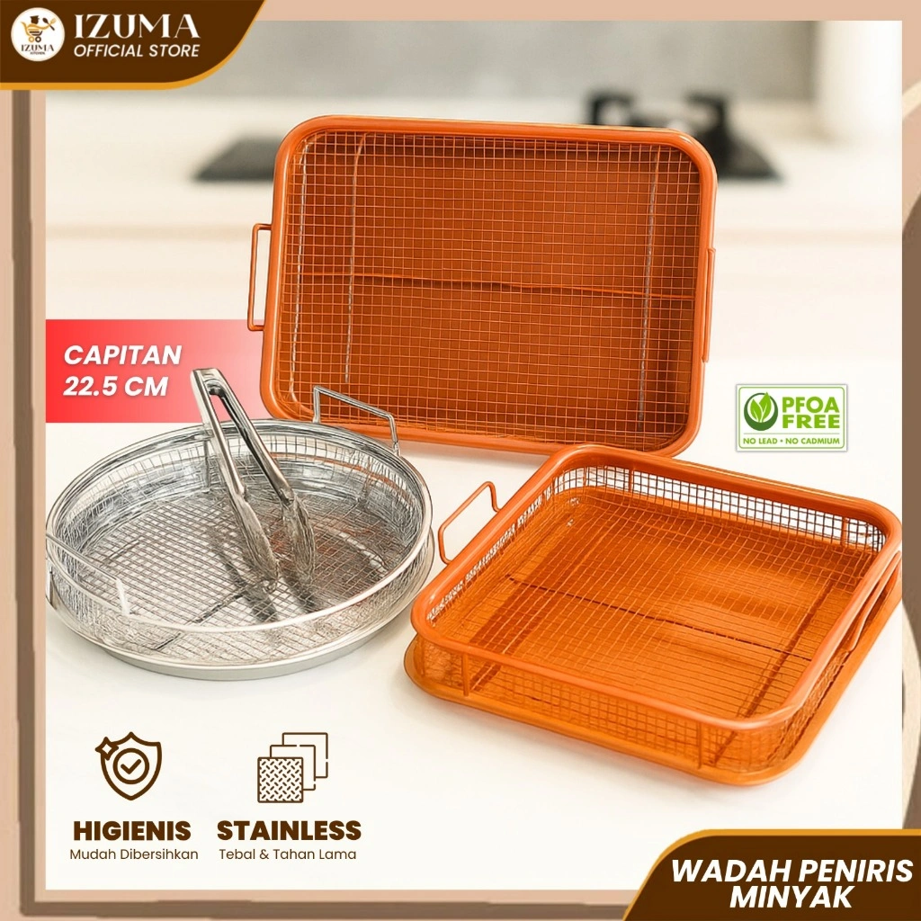 IZUMA SARINGAN MINYAK Cooper Peniris Minyak Baking Tray Saringan Minyak Anti Lengket Oven & Baking