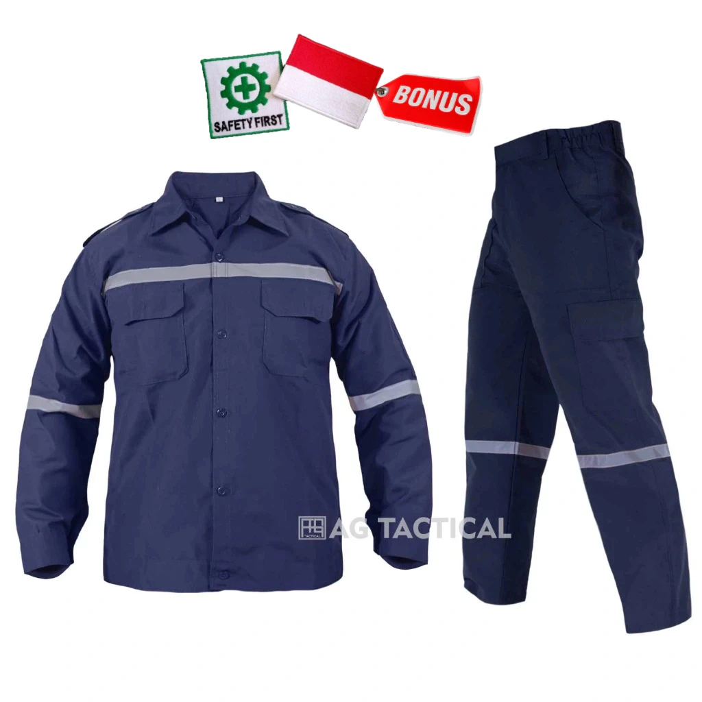 Wearpack Safety Setelan baju & celana Katelpak Seragam Kerja Industri Proyek Bengkel Teknisi Mekanik