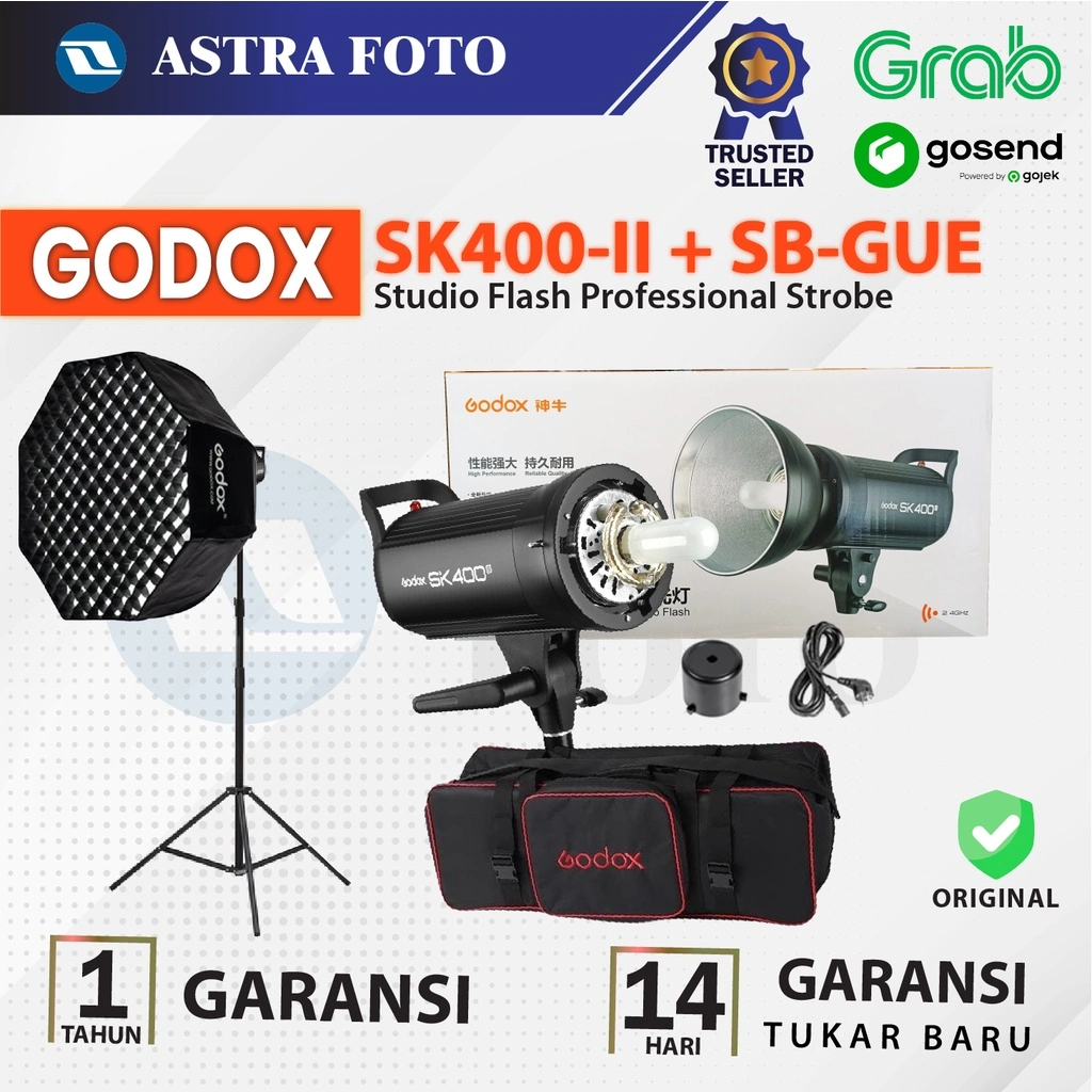 PAKET GODOX SK400II + Softbox & Lightstand - Flash Studio SK400 II