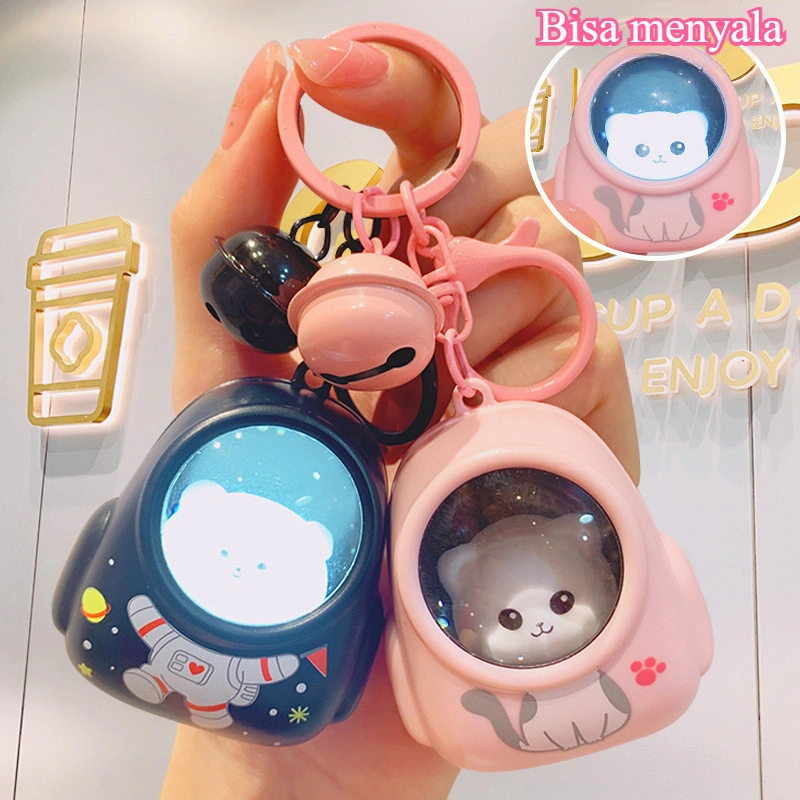 Gantungan Kunci Kucing Glow in the Dark Desain Galaxy Unik - Hadiah Romantis untuk Pasangan