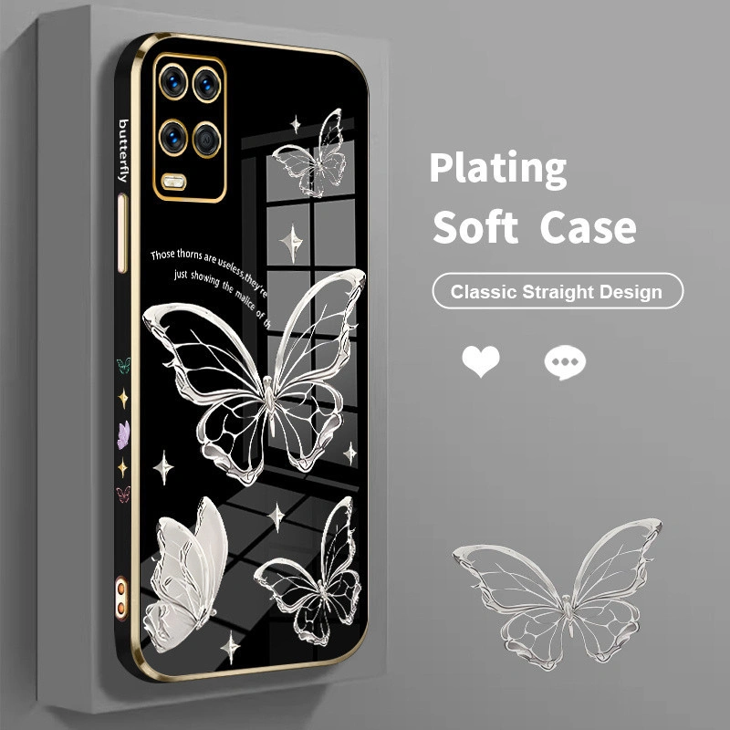 Case HP For Oppo A54 4G 5G A54s A53 A55 For Oppo A52 A53s OPOP For OppoA54 For OppoA54s For OppoA53 For OppoA55 For OppoA52 For OppoA53s OP Casing Softcase Kesing Lucu Phone Cesing Soft Cassing untuk Kupu-kupu Garis Perak Sofcase Cashing Chasing