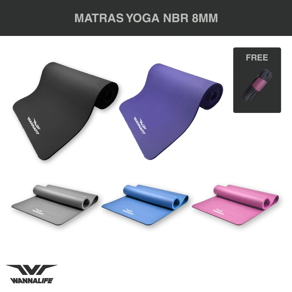 WANNALIFE Matras Yoga NBR 8mm & TPE 6mm | Alat Olahraga Rumah