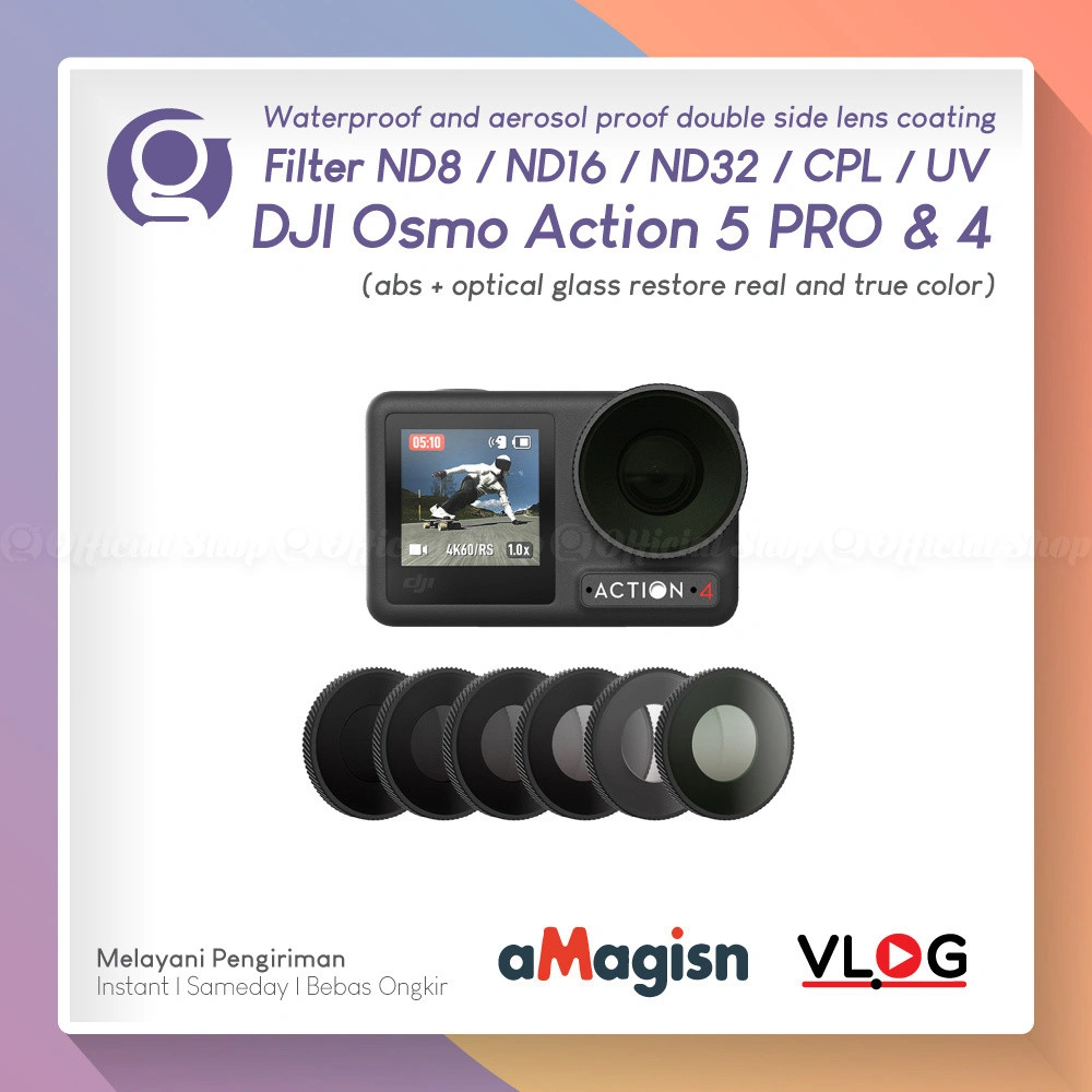 aMagisn Lens UV CPL for DJI Action 5 Pro / 4 Filter ND Insta360 Lensa Combo CPL dan ND8 ND16 ND32 Camera OSMO ACTION5 PRO ACTION4