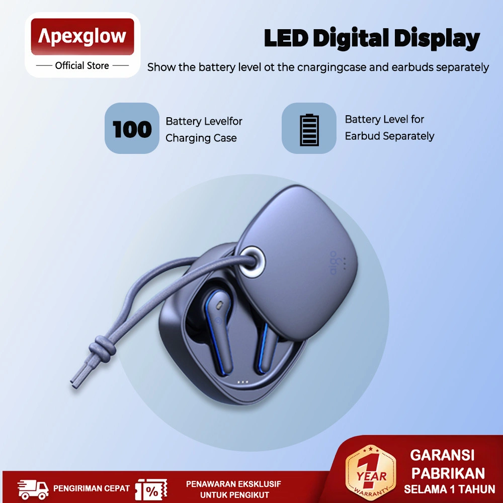 APEXGLOW NC Earbuds Adaptive Noise Canceling Headset Earphone True Wireless Bluetooth Earphone