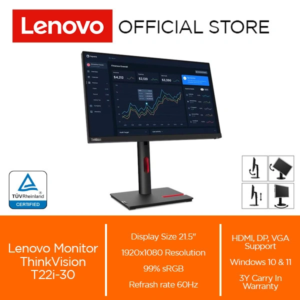 Lenovo Monitor ThinkVision T22i-30 21.5" IPS