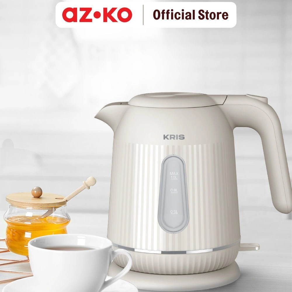 AZKO Kris 1 ltr Teko Listrik 600 watt - Putih Ceret Food Grade Elektrik Ketel Air Electric Kettle Drinkware