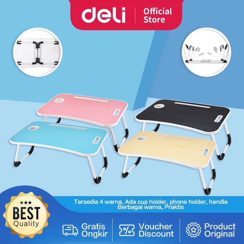Vusign Folding Table / Meja Belajar Laptop Lipat Warna-Warni Dengan Cup Holder dan Phone / Tab Holder VS860