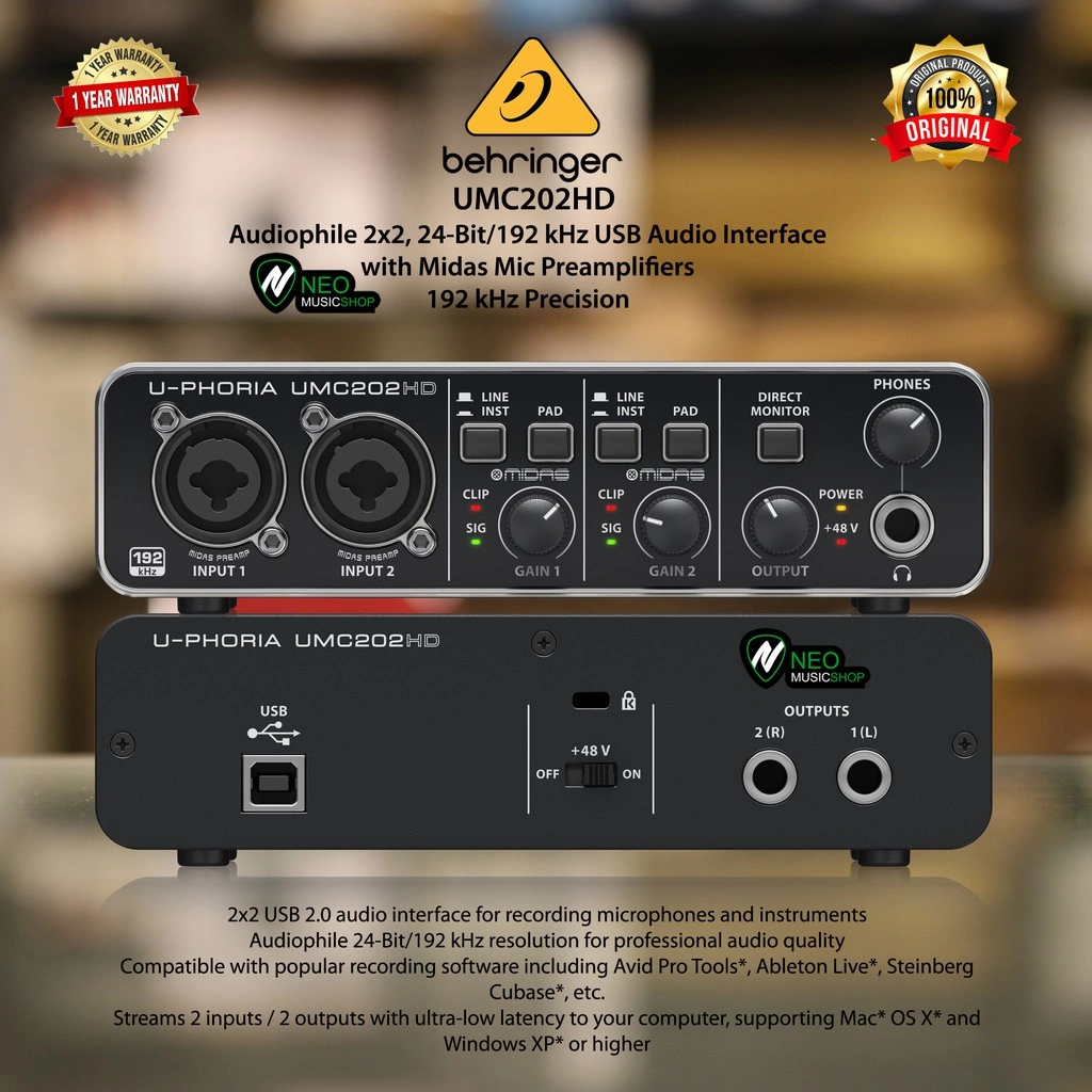 Behringer UMC202HD USB Audio Interface Soundcard Bergaransi