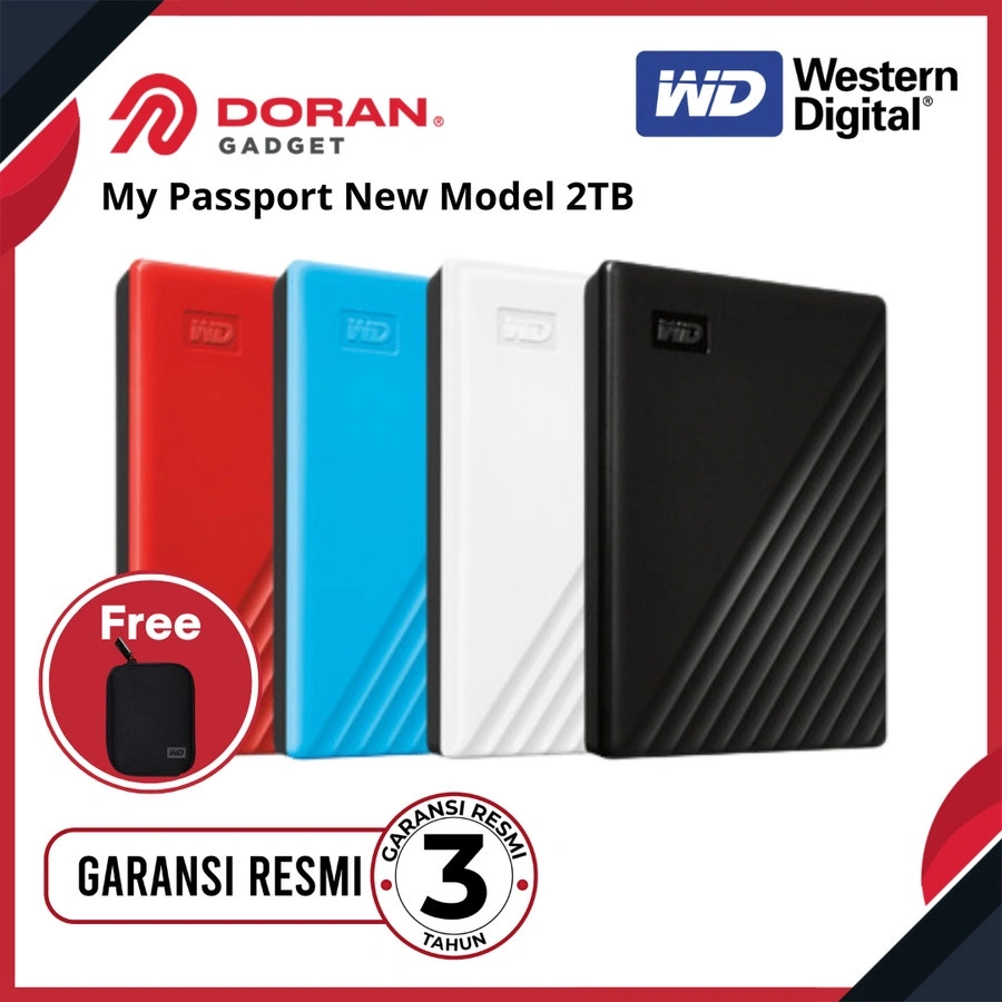 Western Digital WD My Passport HDD EXTERNAL 1TB | 2TB | 4TB | 5TB  New Model - Garansi Resmi 3 Tahun