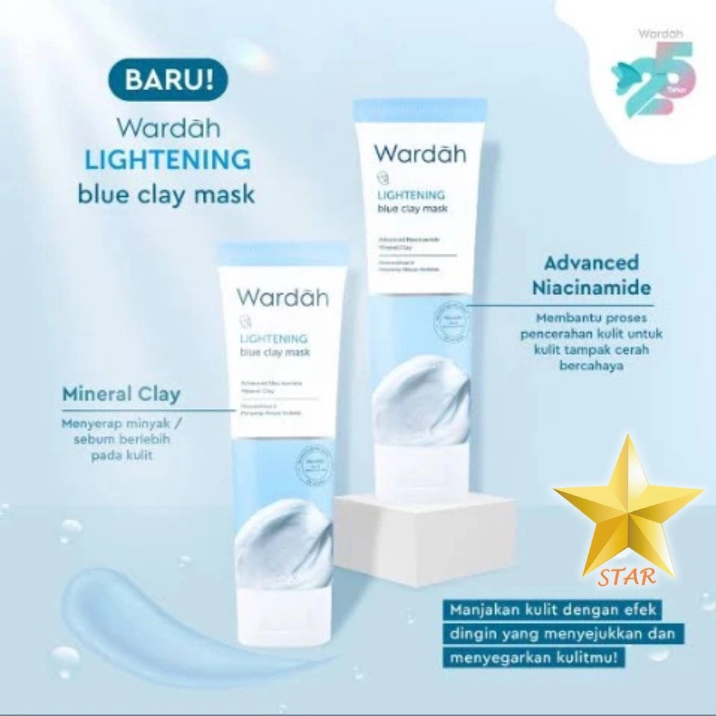 AS Wardah Lightening Blue Clay Mask with Niacinamide Masker Wajah 50 ML