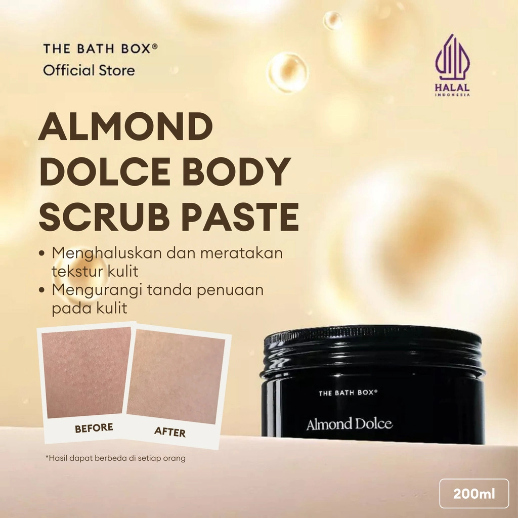 THE BATH BOX - Almond Dolce Body Scrub Paste (Almond Oil, Shea Butter, Scrub Natural, Angkat Kulit Mati, Kulit Cerah, Scrub Gula)