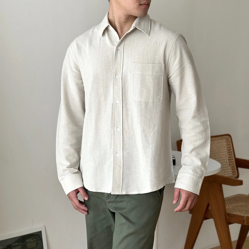 COZYCLUB Long Sleeve Linen Shirt | Kemeja Polos Linen Pria Lengan Panjang | 91