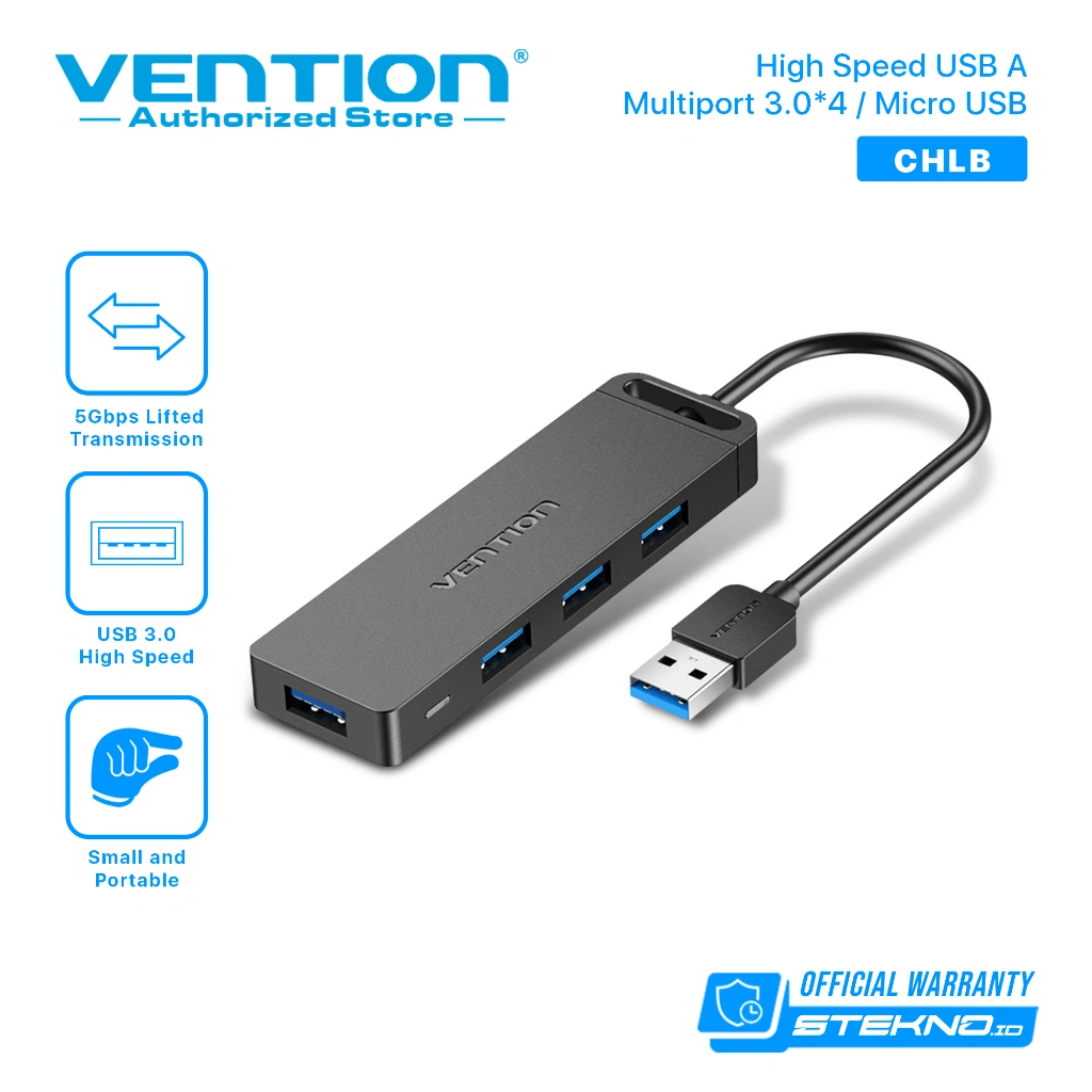 Usb HUB Vention 4 Port Usb 3.0 2.0 High Speed Power Adapter OTG