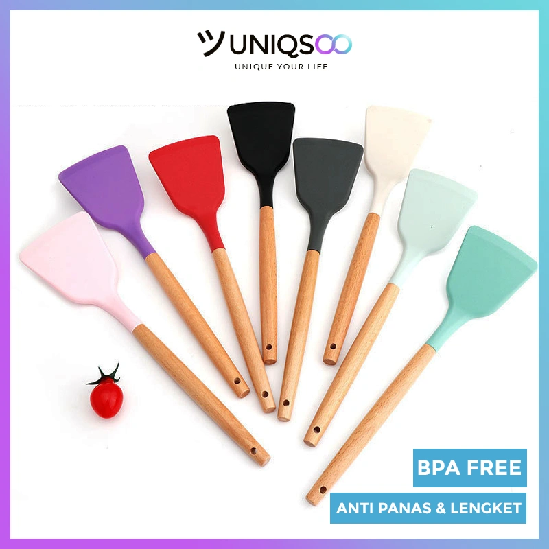 UNIQSOO Silicone Utensil Spatula / Spatula Silicon / Utensile Turner / Sutil Silikon Tahan Panas CF035