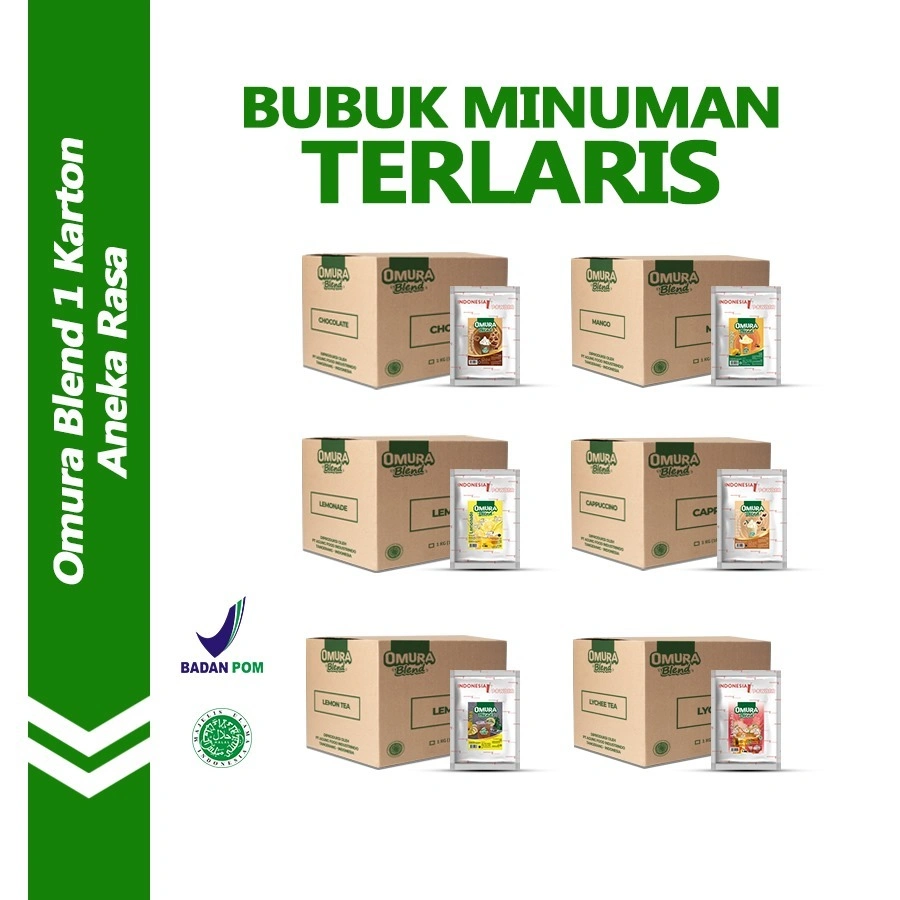 [KARTON 1 KG] OMURA Bubuk Minuman Premium Aneka Rasa HALAL BPOM 1 Kg 1 Karton 10 Pcs Blend Powder