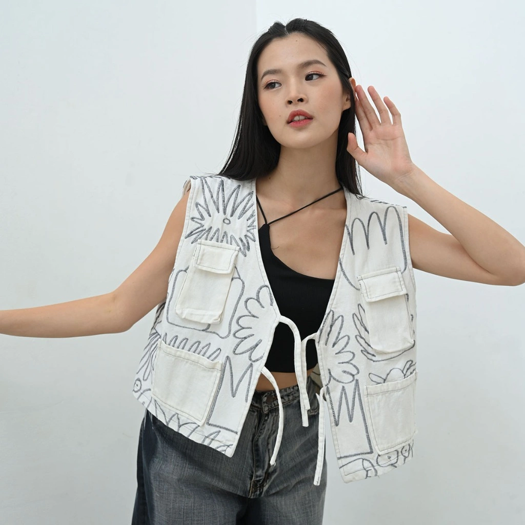 BYROO - Shishu Vest Wanita Denim Cozy Tebal