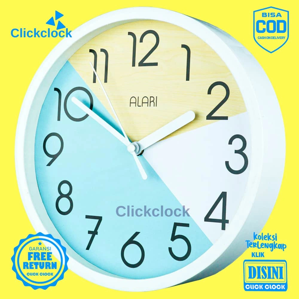 Jam Dinding Alari AL1210-1668 Minimalis Line Kayu Analog Minimalis Hitam Besar Hiasan Rumah Murah