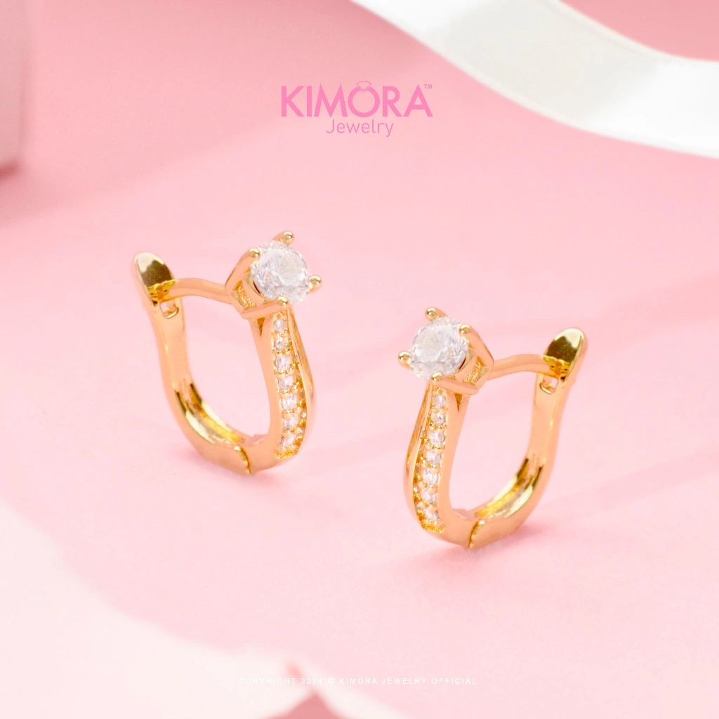 Kimora - Anting Hoop Rhodium Wanita Roxanne Gold Plated 18k Anr596