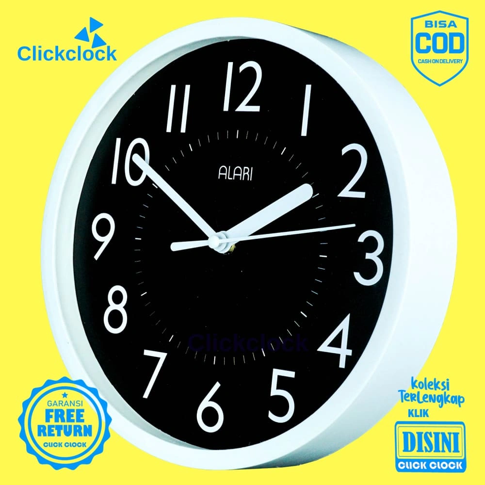 Jam Dinding Alari AL1209-1668 Minimalis Analog Minimalis Hitam Besar Dekorasi Kamar Murah