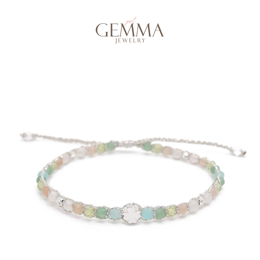 Gemma Jewelry - Silver Crystals of Hope Gemstone Bracelet | Natural Gemstones & Anti Karat Stainless Steel Findings | Gelang Batu Alam Asli