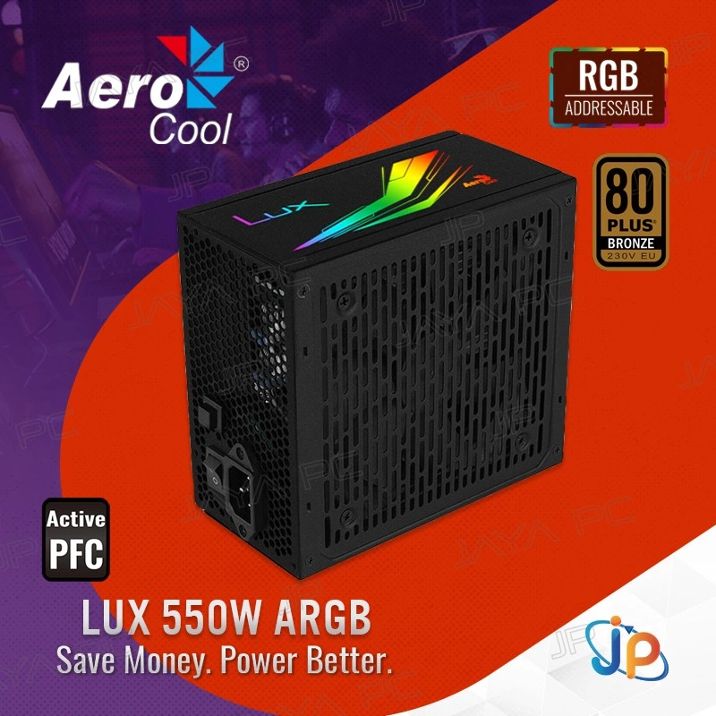 Aerocool LUX RGB 550W PSU - Power Supply 550 Watt 80+ Bronze