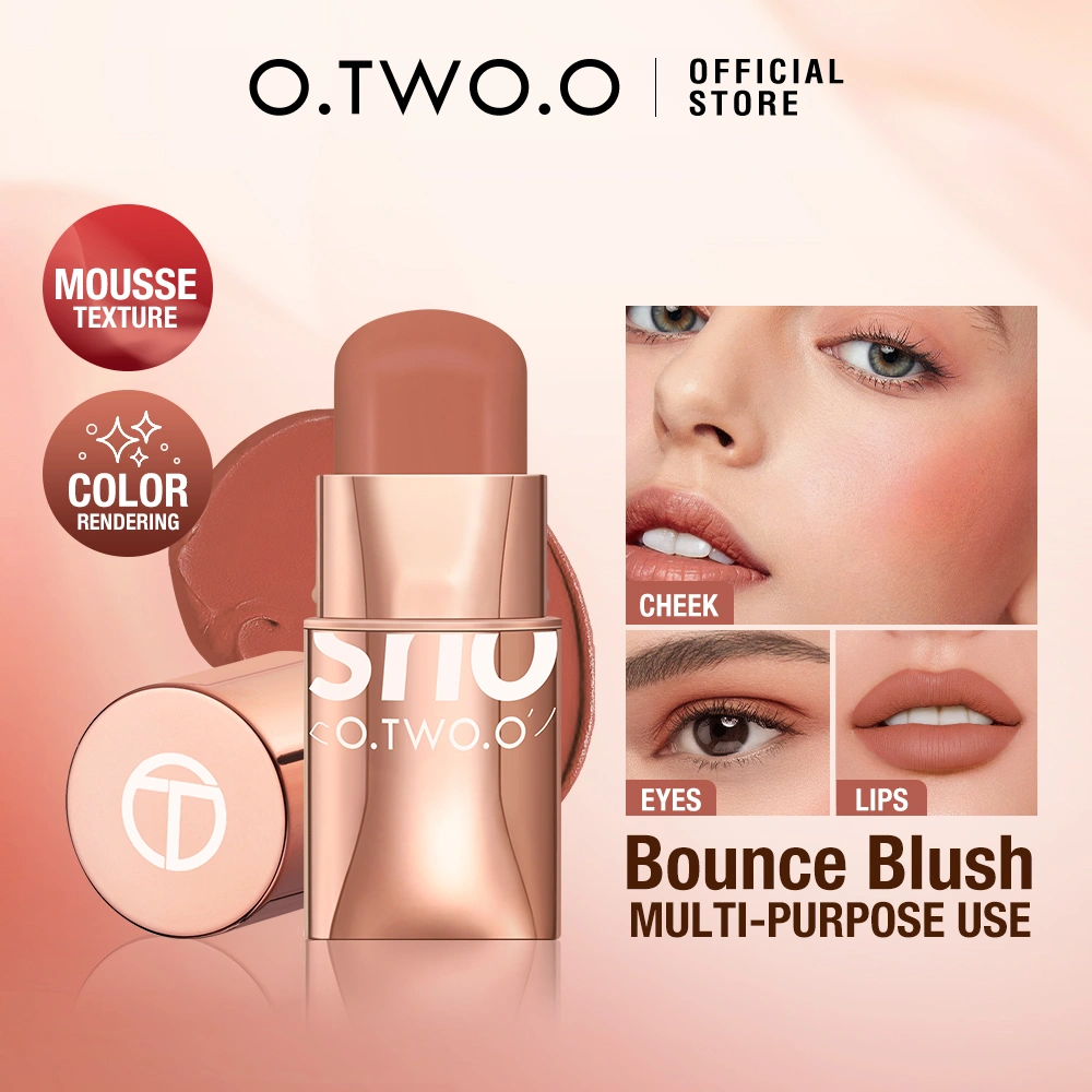 O.TWO.O Blush Stick Cream Blusher Waterproof Long-lasting Lip & Cheek & Eye Multi-use Stick 6 Colors