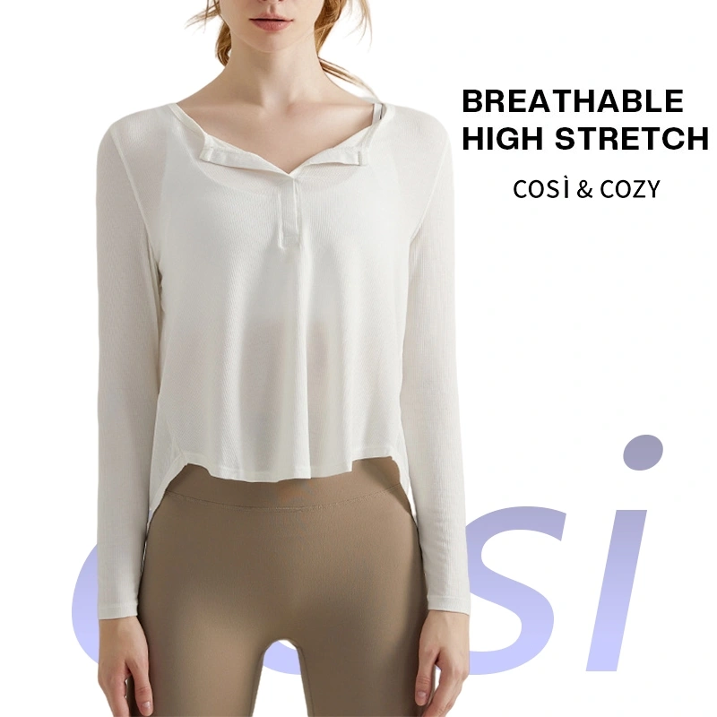 COSI COZY Atasan baju olahraga Poundfit kaos lengan panjang wanita olahraga gym yoga kebugaran
