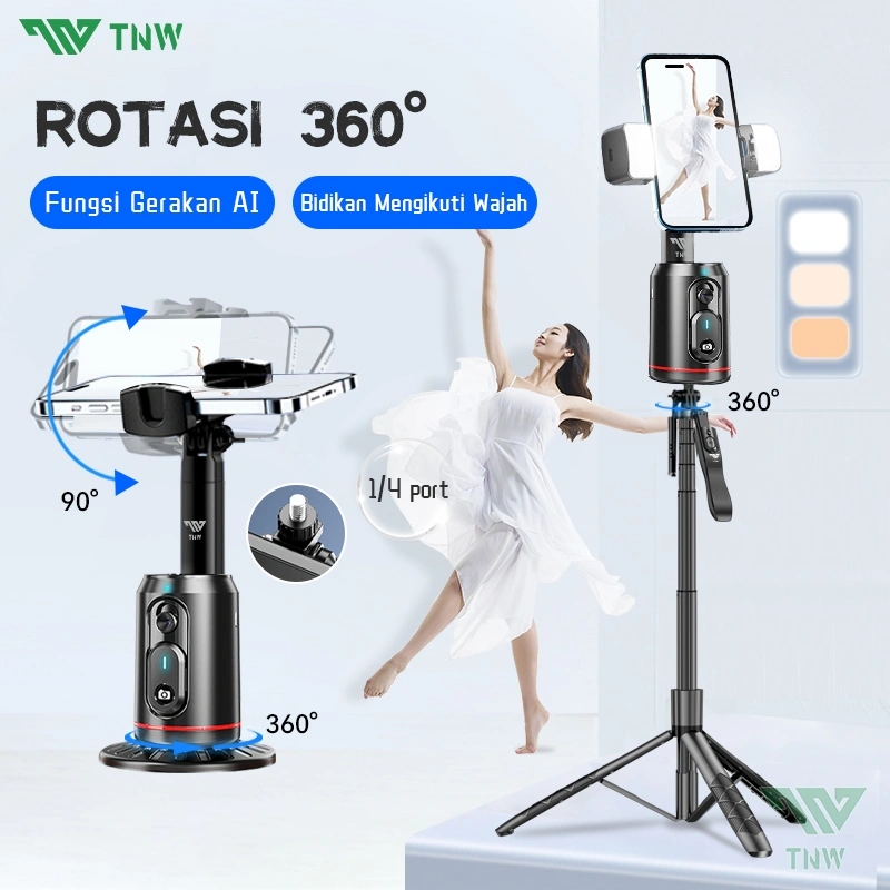 TNW P05 Face Tracking Gimbal Bluetooth Gimbal Stabilizer Handphone Face Tracking Tripod Stabilizer 360° Rotation Tripod Bluetooth Remote Selfie Stick