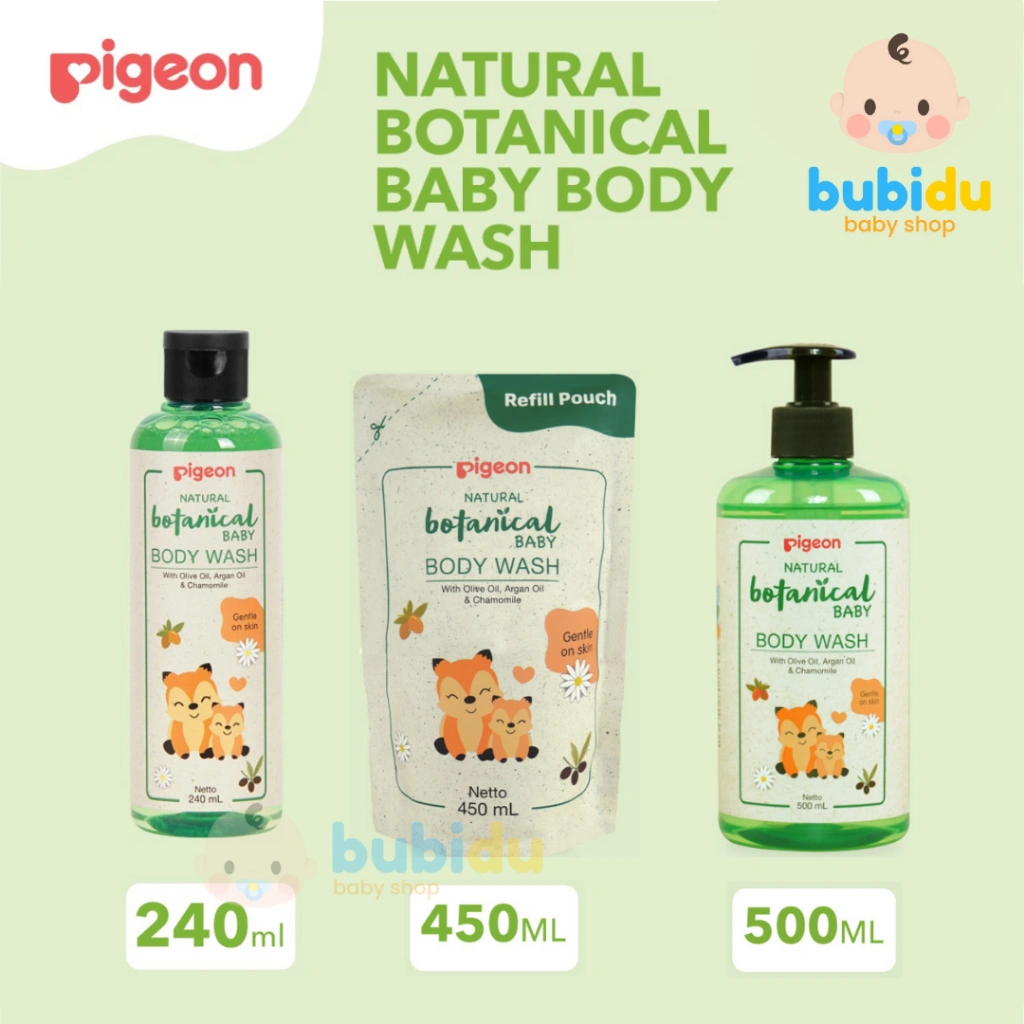 PIGEON Botanical baby body wash Botol Pump Refill | Peralatan sabun mandi cair anak & bayi BPOM