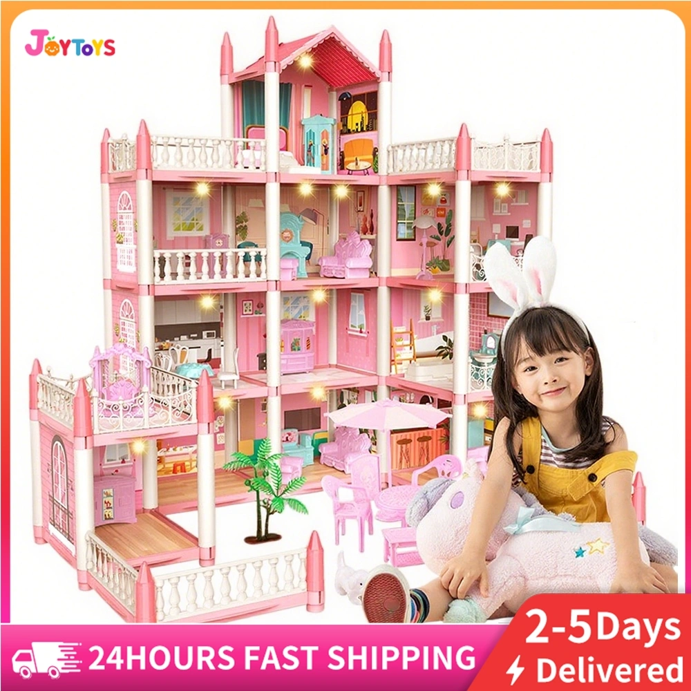 JOYTOYS 1 Menarik 3D Princess Kastil Villa Rumah Boneka Mainan Anak Hadiah Ulang Tahun Perempuan Untuk