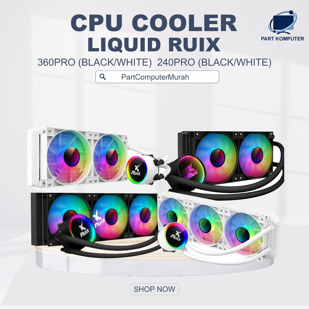Fan CPU Liquid Cooler RUIX 240/360 RGB Water Cooling Radiator Triple Fan / Pendingin Prosesor Gaming