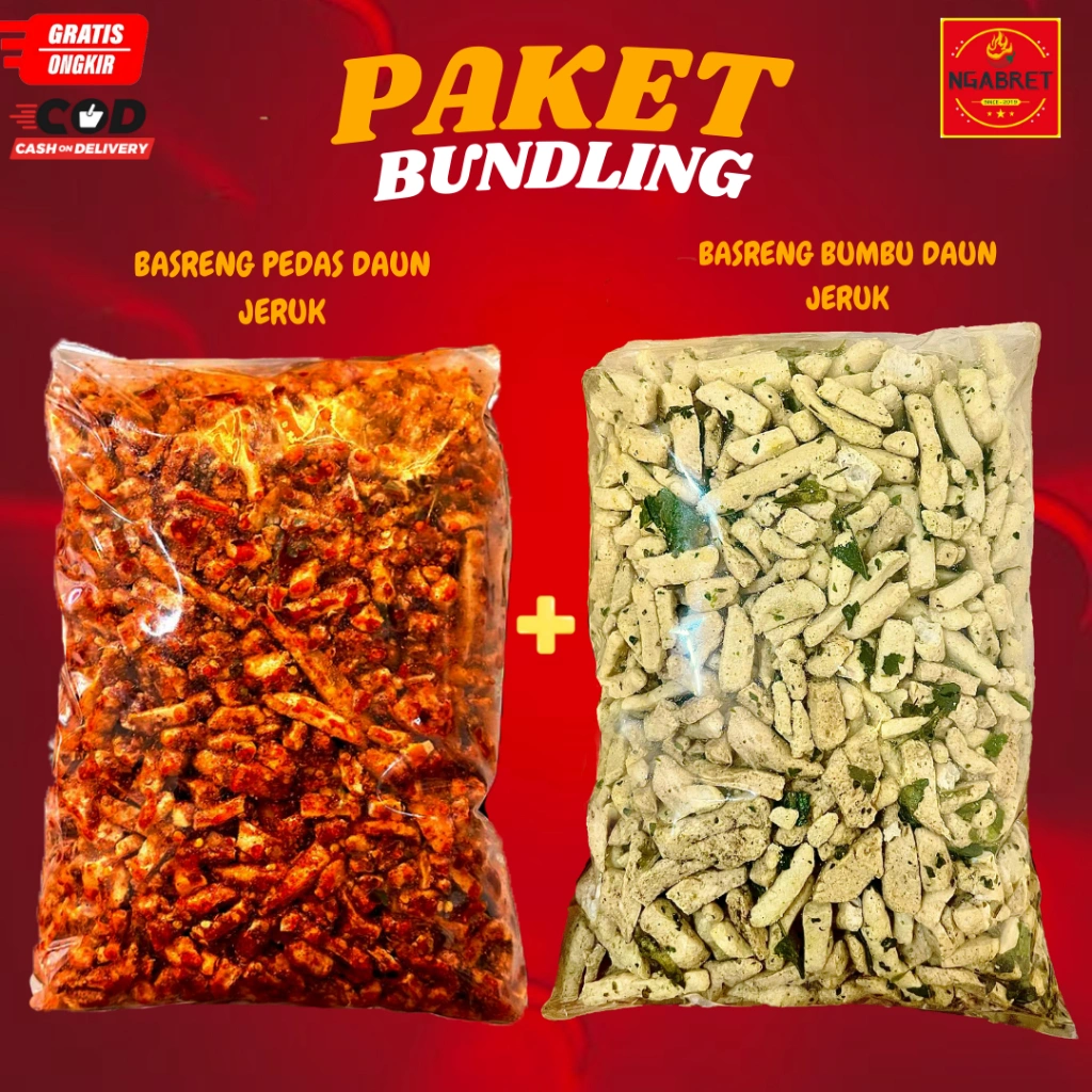 BASRENG 1KG Paket Hemat Snack Mix Pedas Original dengan Daun Jeruk