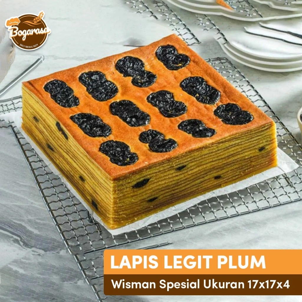 Bogarasa Cake's - Kue Lapis Legit Plum Full batter campur Wisman Spesial Premium Ukuran 17x17x 4 - Roti - Bolu