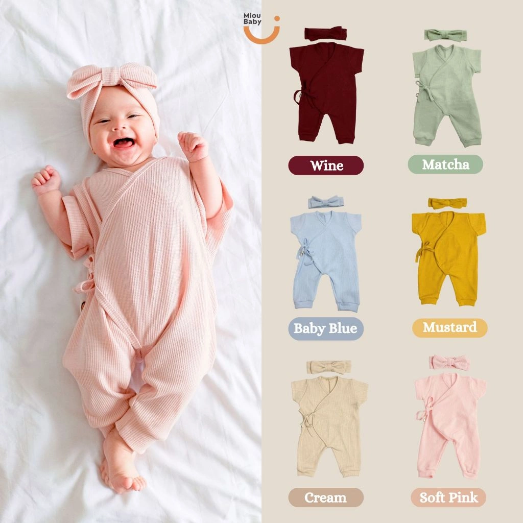 MIOUBABY Kimono Basic Girl Free Headband - Jumpsuit Bayi Usia 0-12 Bulan
