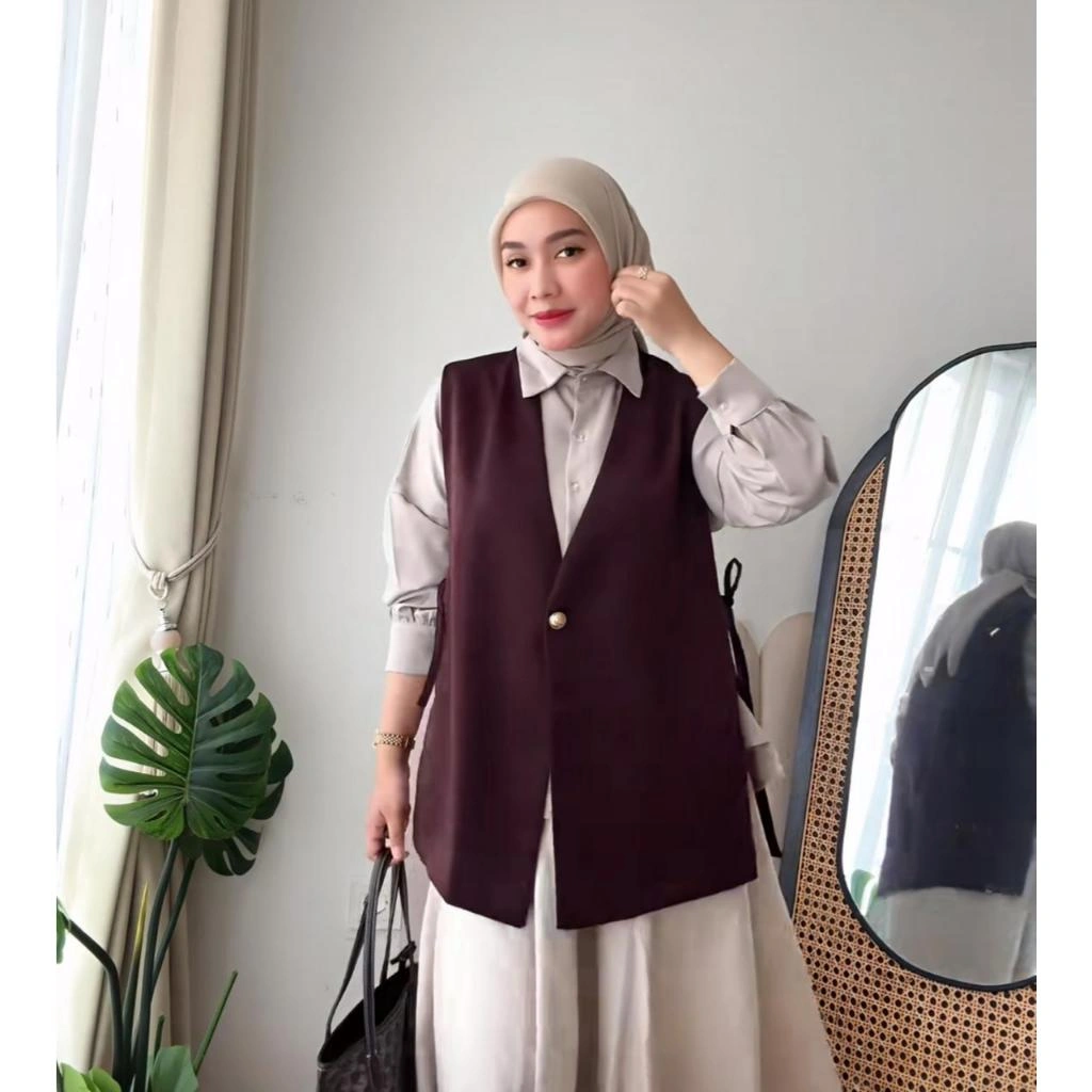 TERLARIS RAPIKA Vest | Vest Premium Wanita | Rompi Wanita Muslim VEST tali Outer Polos