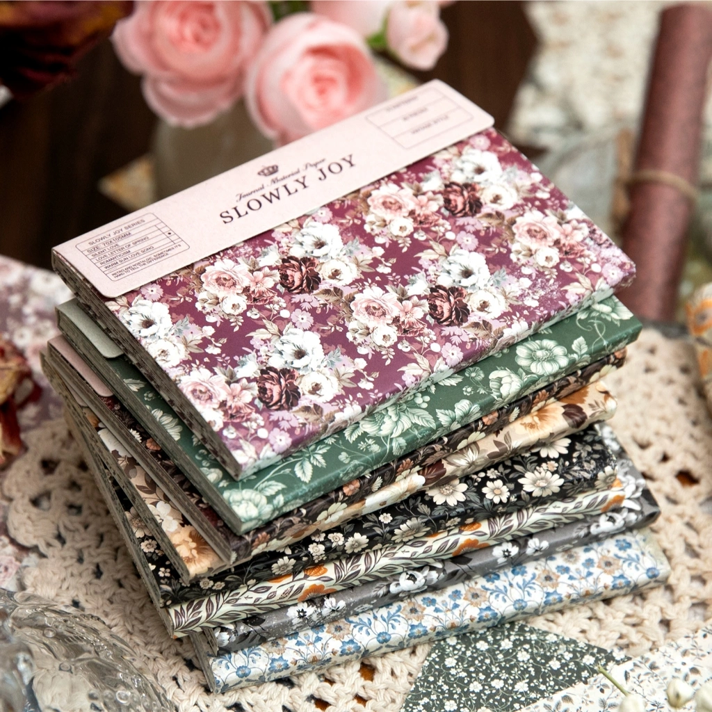 (5M36) 40 Lembar Kertas Hias Seri Bahagia Perlahan 7x10,5cm Untuk Dekorasi Scrapbook Bullet Journal Diary Jurnal Retro Vintage