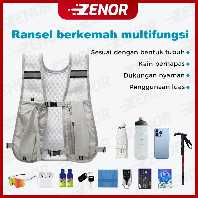 Rompi Lari UltraRingan 125g – Vest Air Nylon Tahan Air 500 ml untuk Lari, Hiking & Sepeda mendaki gunung