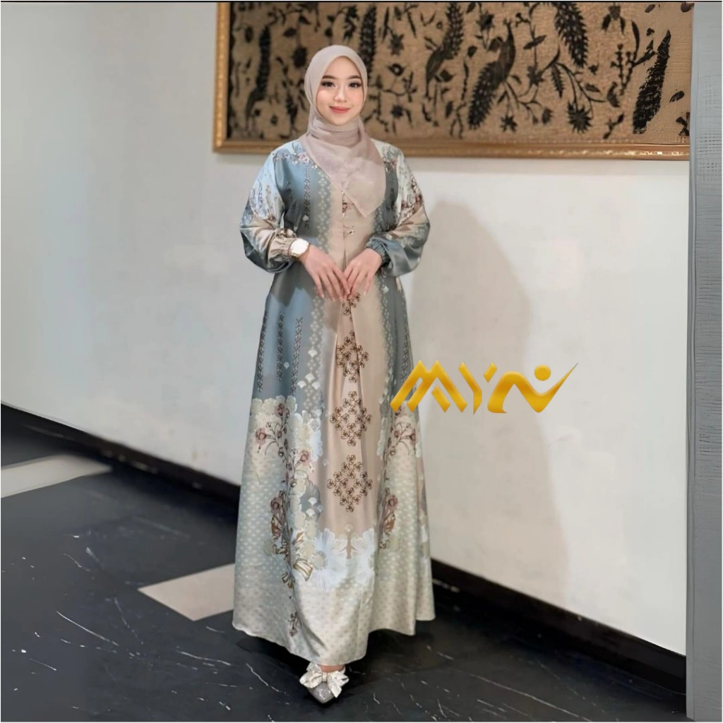 Gamis Silk Premium Motif Terbaru Bunsui dress kondangan Quality A Gamis Cantik Motif Bunga Terbaru Ready Seragaman M L XL 4L 6L