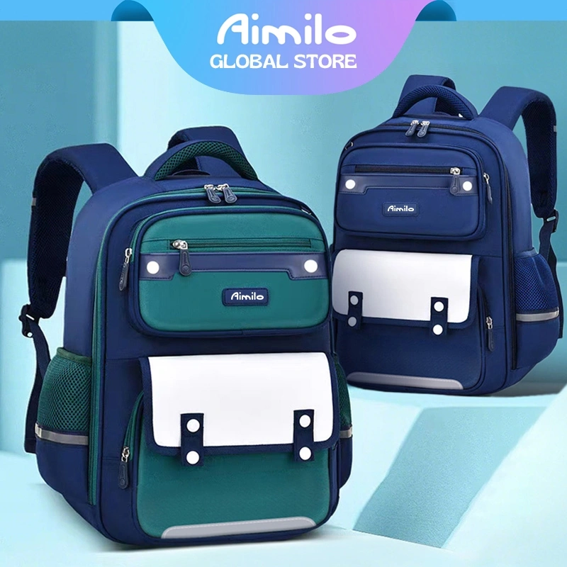Aimilo Tas Ransel Sekolah Laki Laki Gaya Inggris Tas Ransel SD Tas Ransel Anak