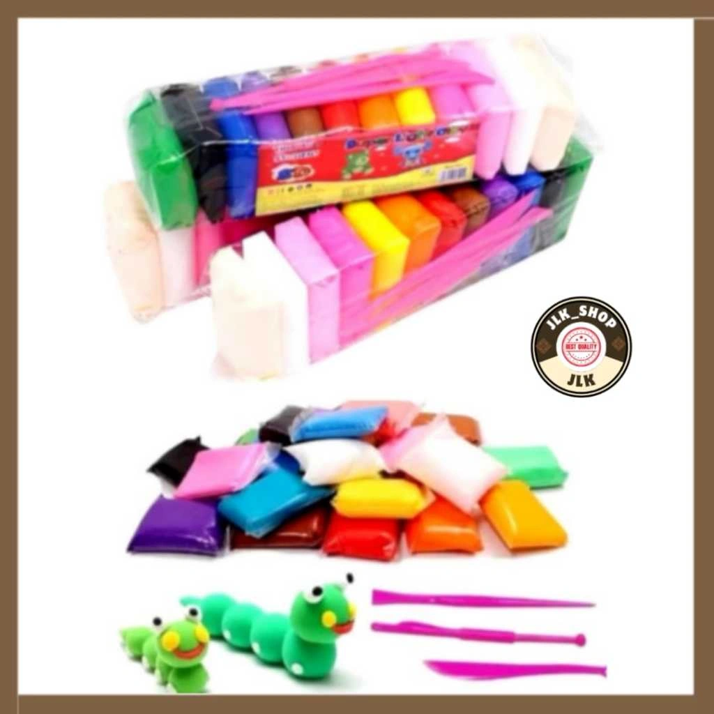 (JLK)Clay Polymer /Mainan Lilin Anak Eduksi Isi 12 Pcs