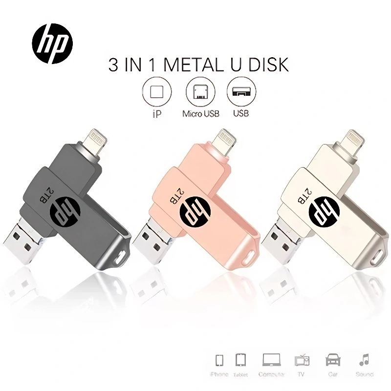 Y31 3 in 1 IOS OTG USB Flash Drive 32GB 64GB 128GB 256GB 1TB Rotation Pen Drive for iPhone/Android/PC [ISO+Micro+USB]