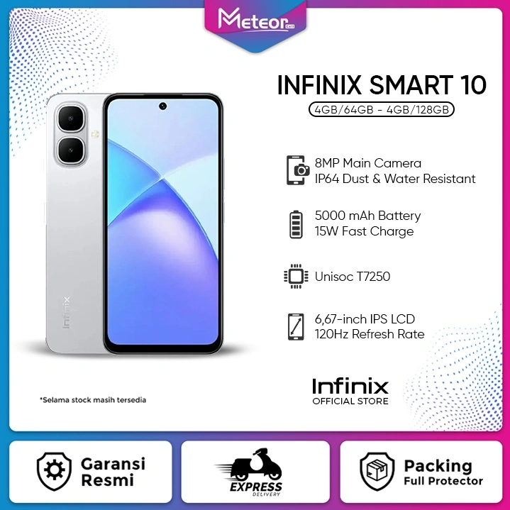 INFINIX SMART 10 4/64 GB - 4/128 GB Garansi Resmi [BISA INSTAN AREA MALANG]