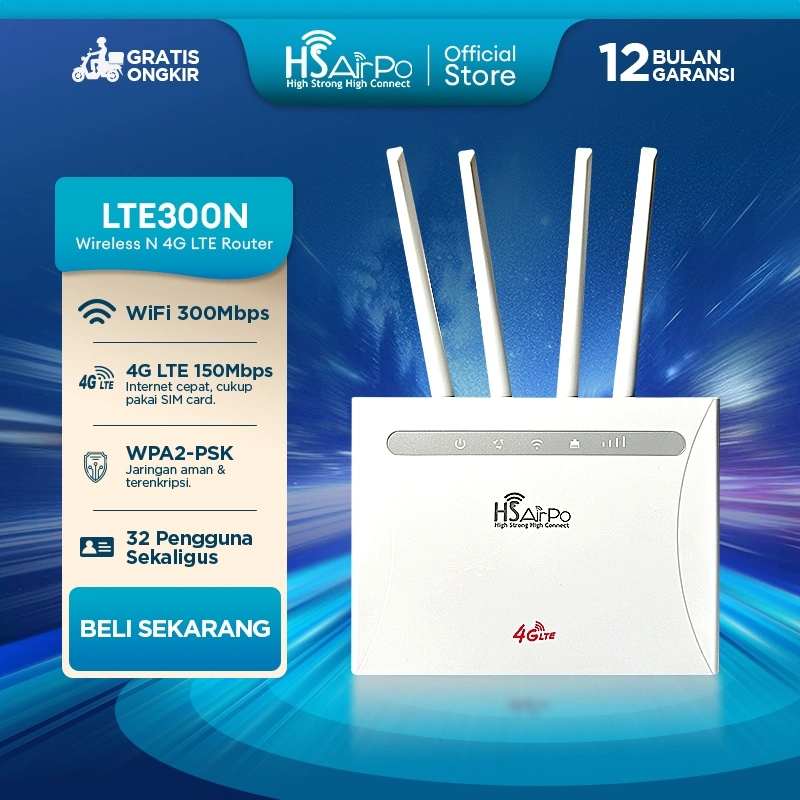 HSAirPo LTE300 Indoor 4G Lte Router 2.4Ghz 300Mbps