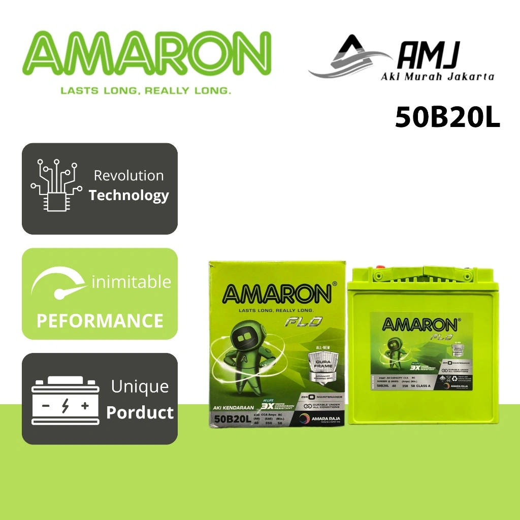 Amaron Hi Life Flo Aki Mobil Honda Brio 50B20L / NS40ZL - 40Ah Aki Kering